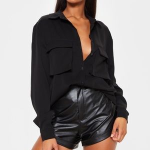 Black Oversized Chiffon Shirt